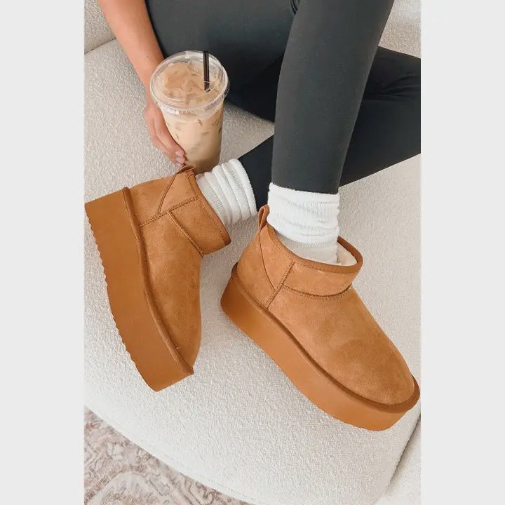 Faux Fur Lined Suede Ankle Snow Boots