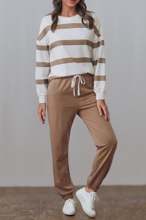 Cozy Striped Top &amp; Jogger Pants Set