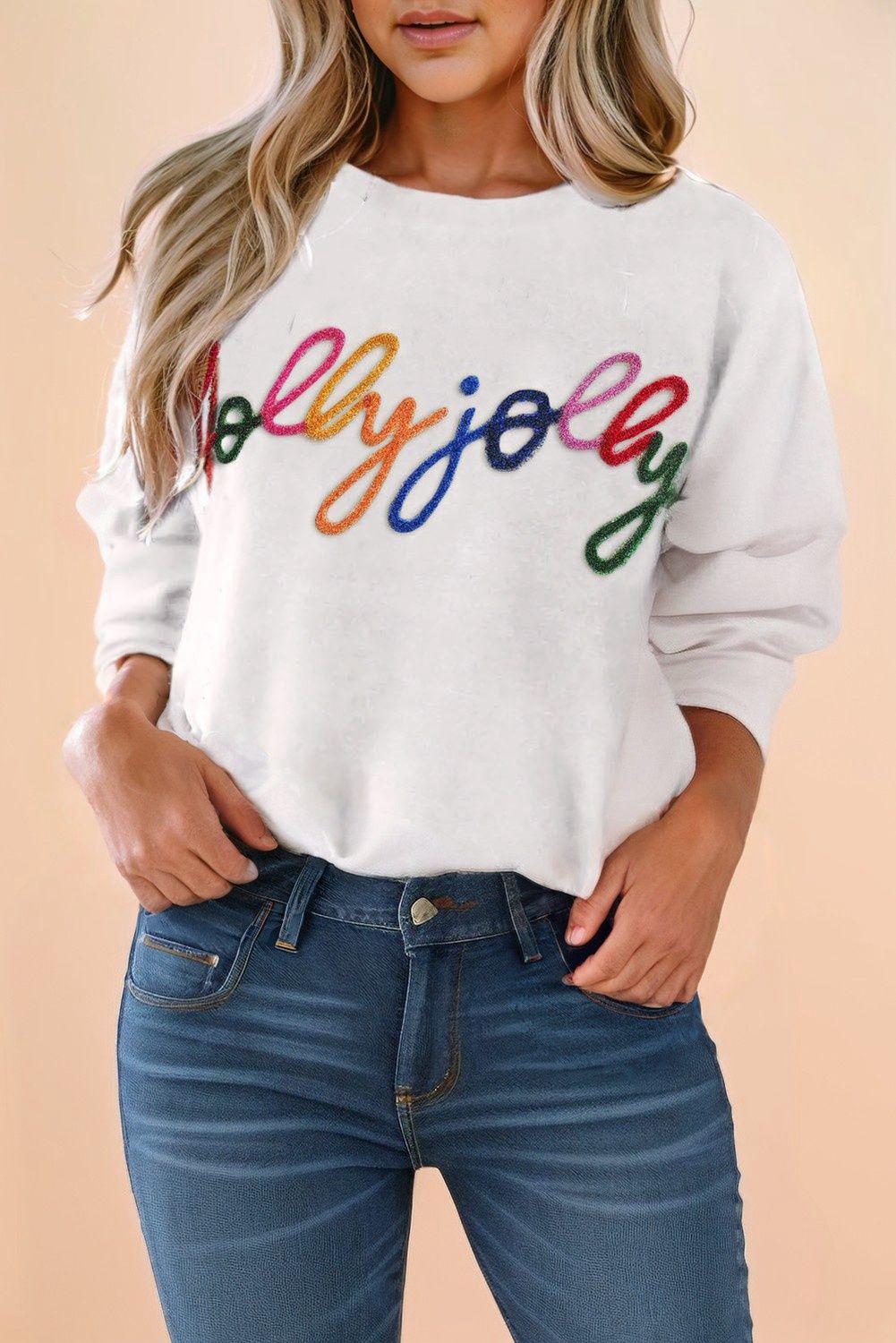 Glitter Holly Jolly Round Neck Knit Sweater