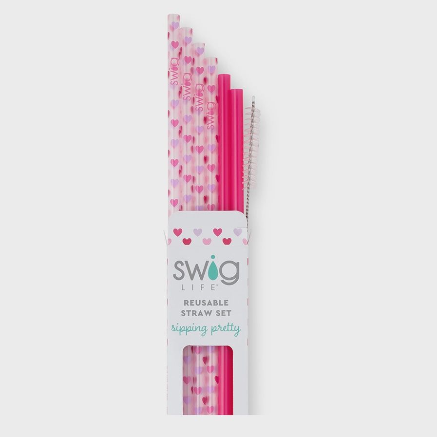 Falling in Love + Pink Reusable Straw Set