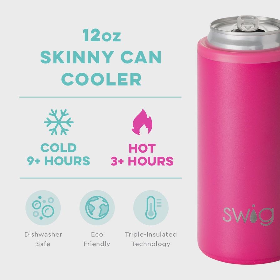 Hot Pink Skinny Can Cooler (12oz)