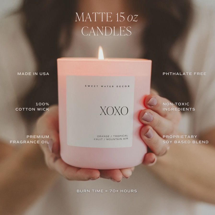 Xoxo 15 oz Soy Candle, Matte Jar