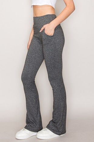 Mid Rise Stretch Flare Bottom Long Knit Pants