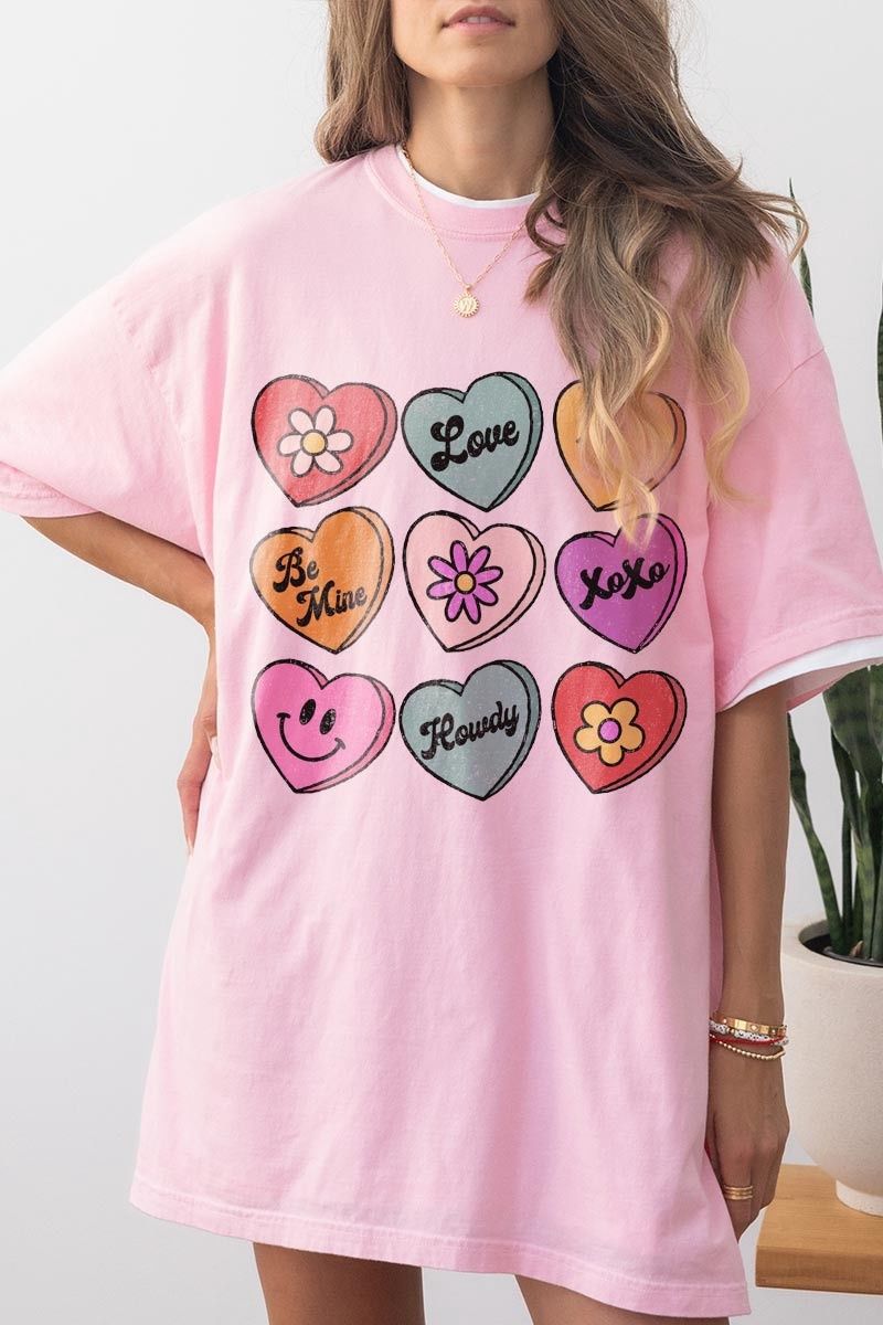 Conversation Hearts Comfort Colors Graphic Tee