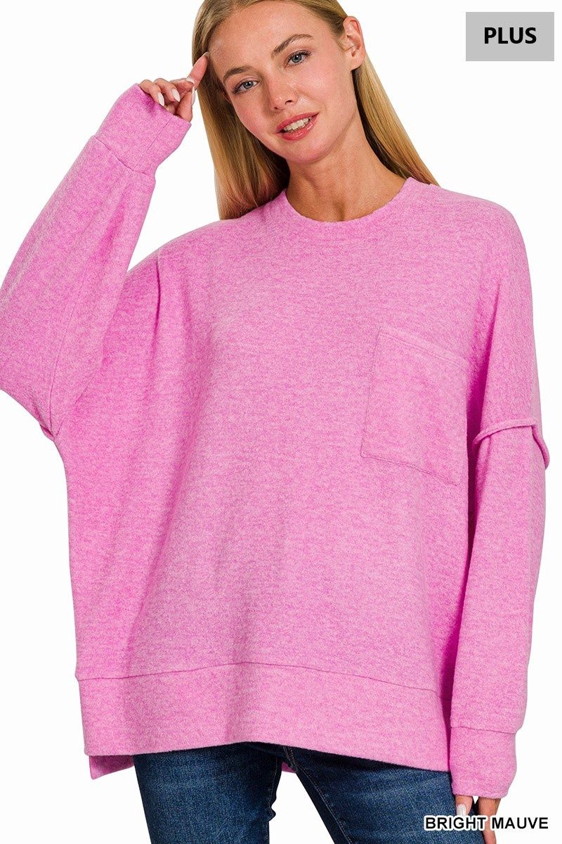 PLUS BRUSHED MELANGE DROP SHOULDER SWEATER