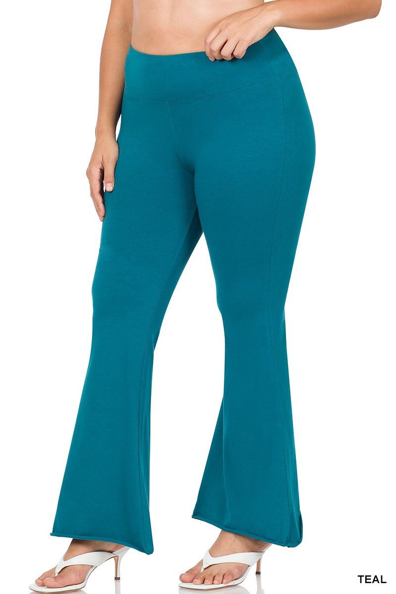 PLUS RAW EDGE HEM FLARE YOGA PANTS