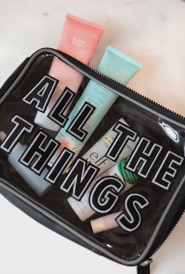 Oversized Cosmetic Bag- All the Things (Midnight/Grey)