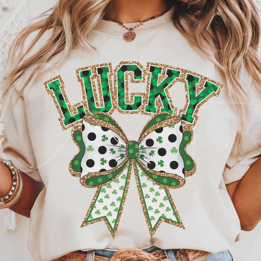 Lucky Glitter Bow Graphic Tee