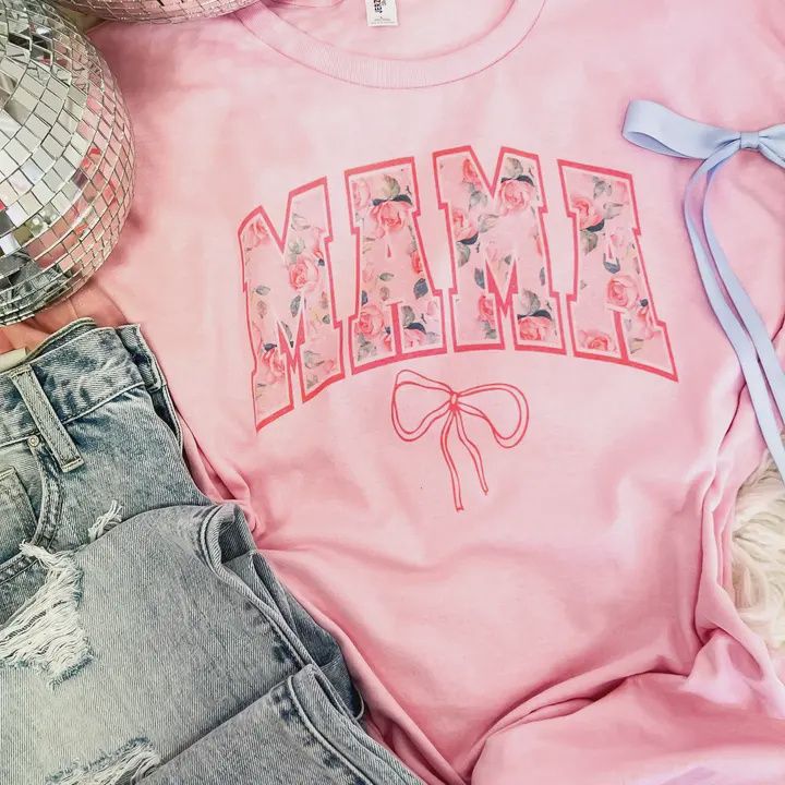 Floral Bow Mama Graphic Tee