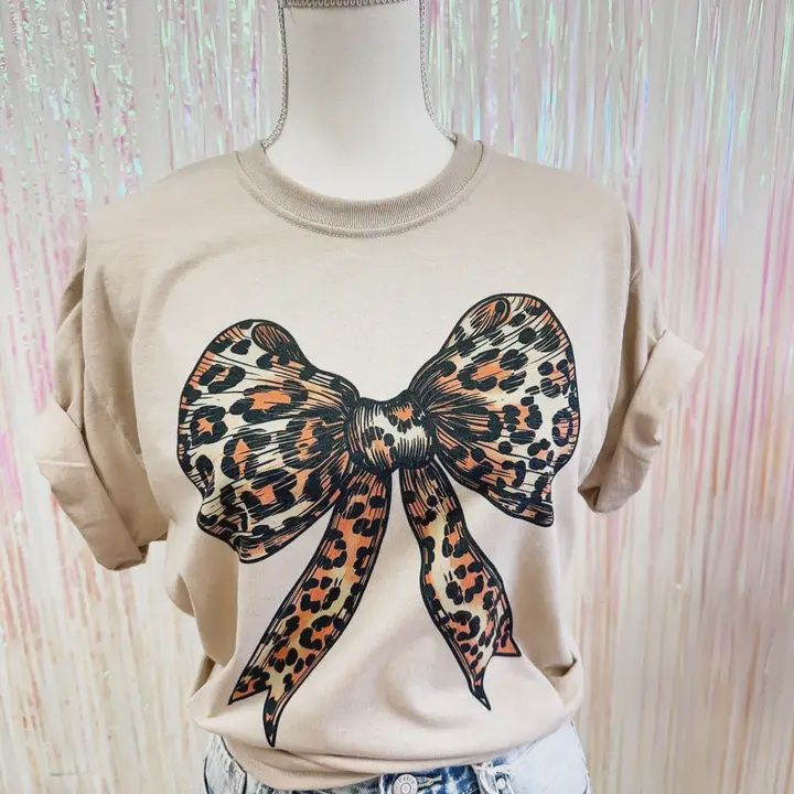 Leopard Bow Graphic Tee