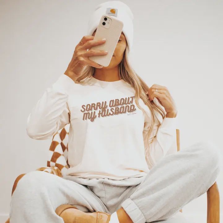 Sorry About My Husband Graphic Long Sleee Tee