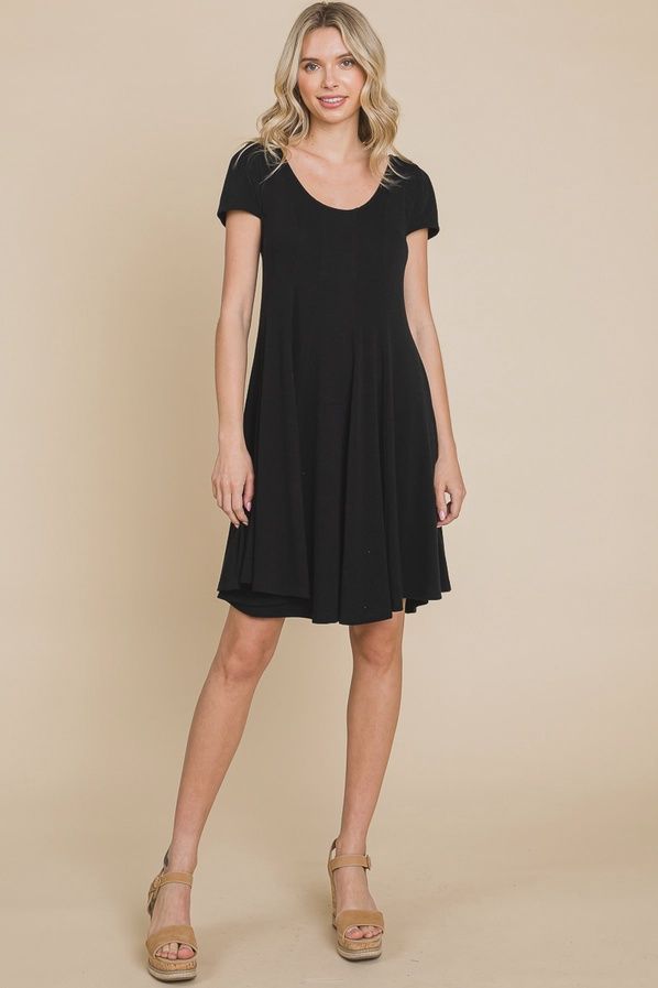 Plus Size Solid French Terry Swing Babydoll Dress