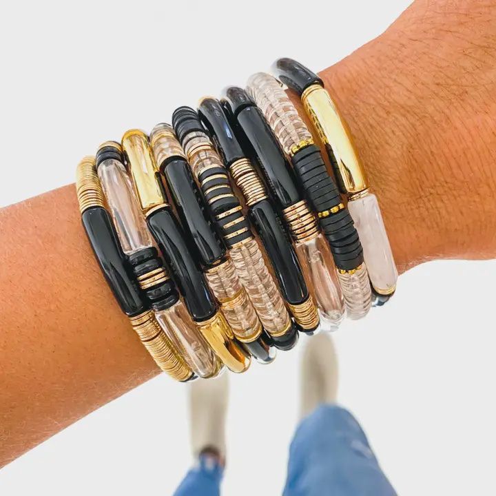 Small Acrylic Tube Bamboo Bracelet