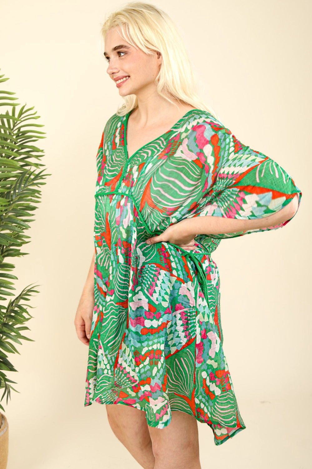 PLUS SIZE Multi Color Printed Coverup Mini Dress