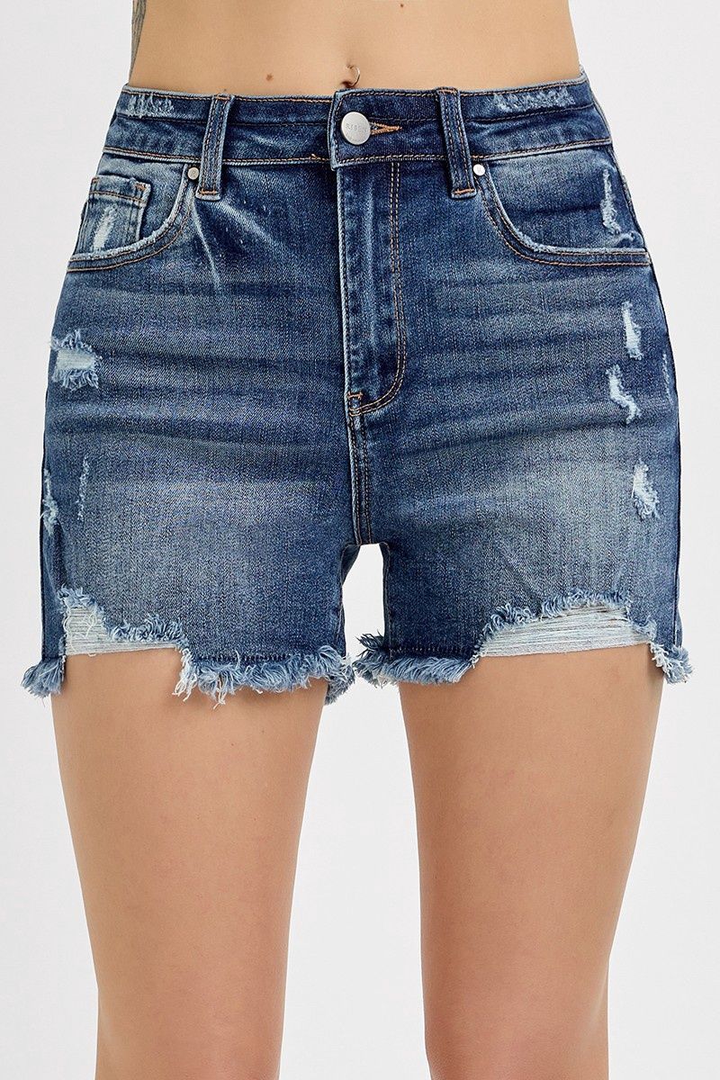 HIGH RISE SHORTS DARK WASH