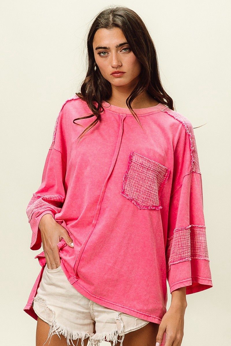 CUT EDGE WASHED JERSEY TOP