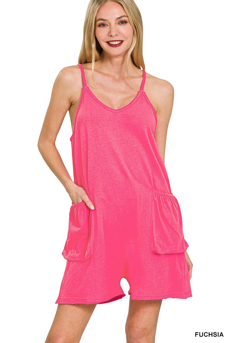 SPAGHETTI STRAP POCKETED ROMPER