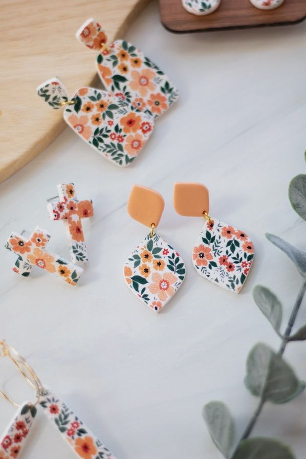 Apricot Floral Earrings