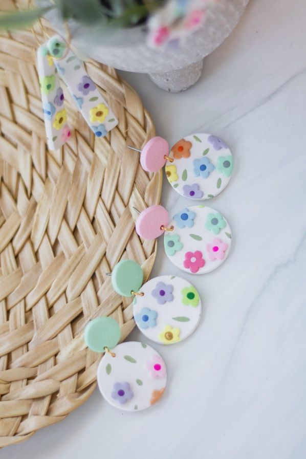 Spring Floral Clay Earrings
