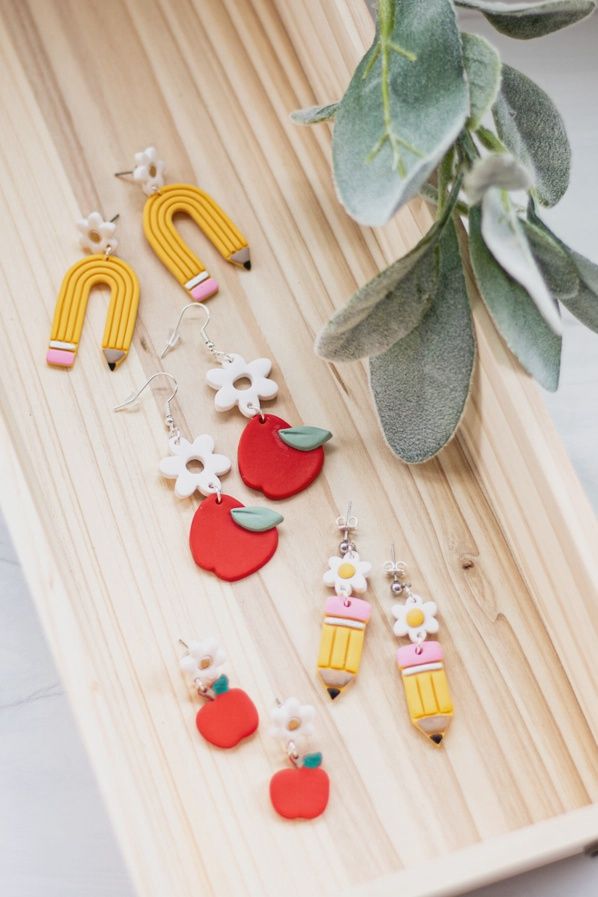 Teacher Flower Clay Earring