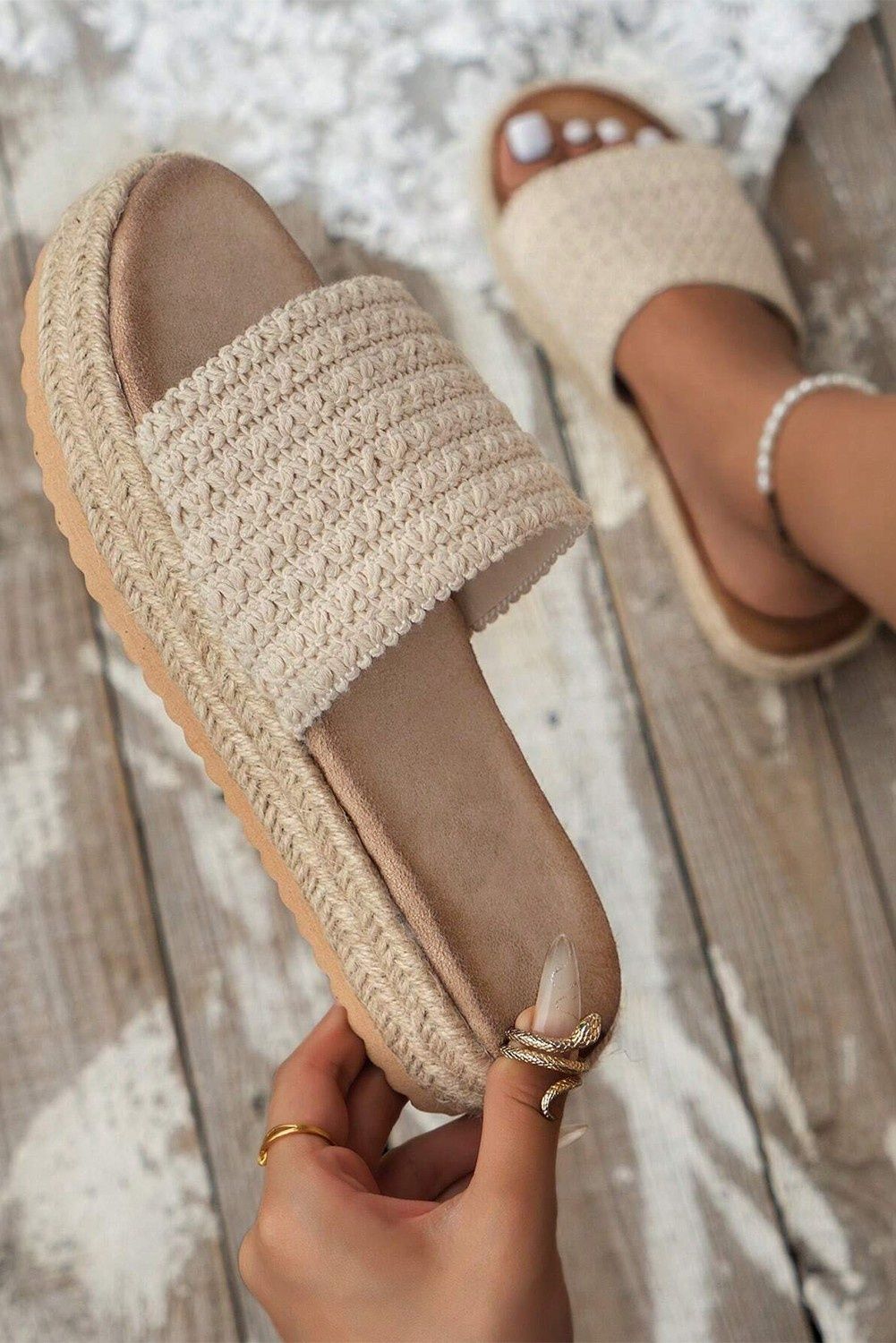 Boho Woven Non-slip Wedge Slippers
