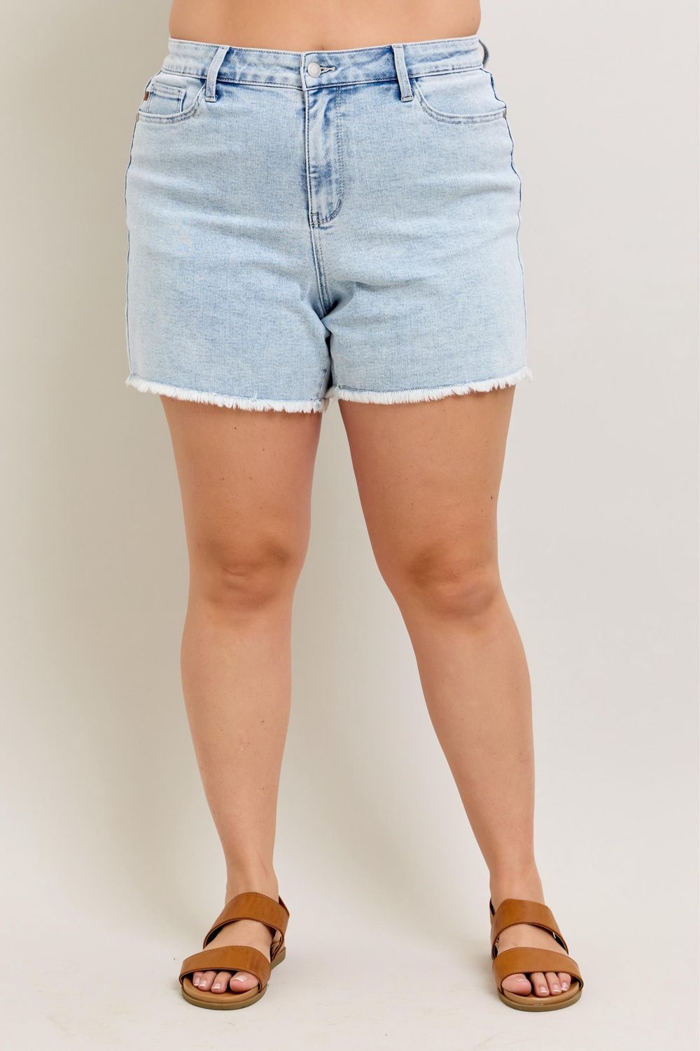 High Waist Mineral Wash Cut-Off Shorts