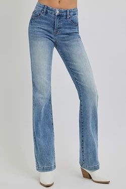 TUMMY CONTROL MID RISE ANKLE BOOTCUT JEANS