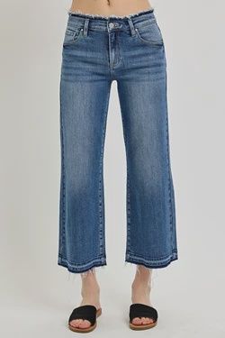 MID RISE CROP WIDE SHADOW HEM JEANS