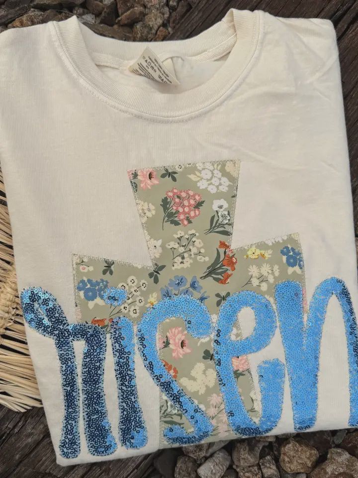 Easter Risen Cross Christian Faith Short Sleeve Tee