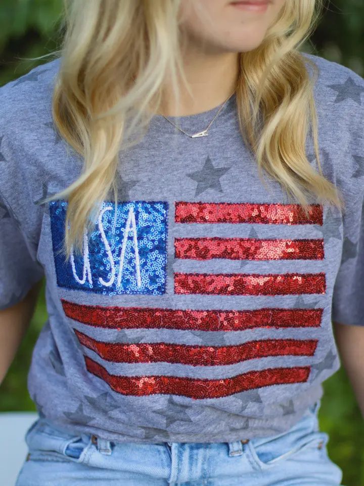 USA Flag Patriotic 4th of July Short Sleeve