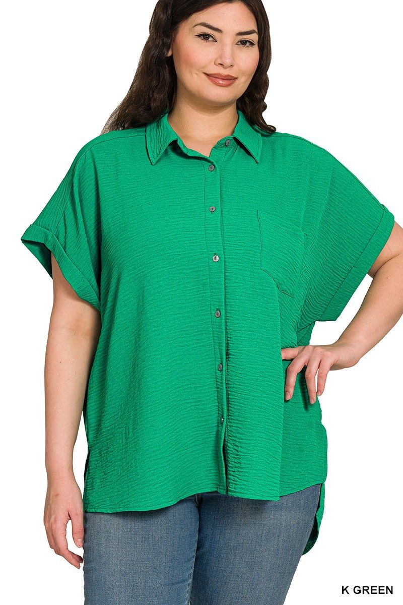 PLUS WOVEN AIRFLOW BUTTON DOWN SHIRTS