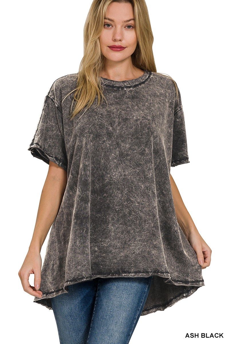 Crinkle Washed Cotton Drop Shoulder Oversized Top