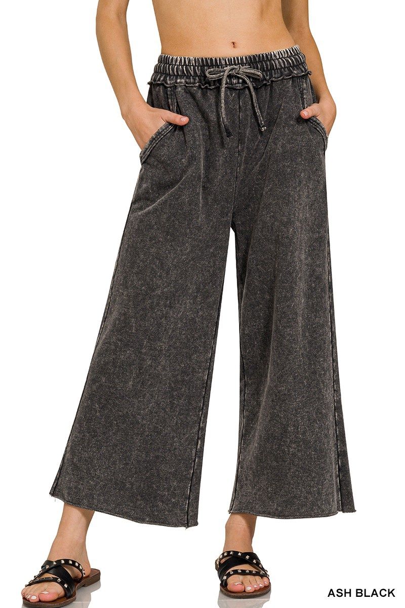 Washed French Terry Palazzo With Pockets