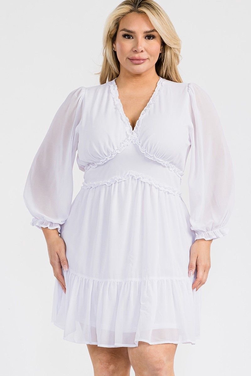 Junior Plus Ruffled Empire Waist Dress
