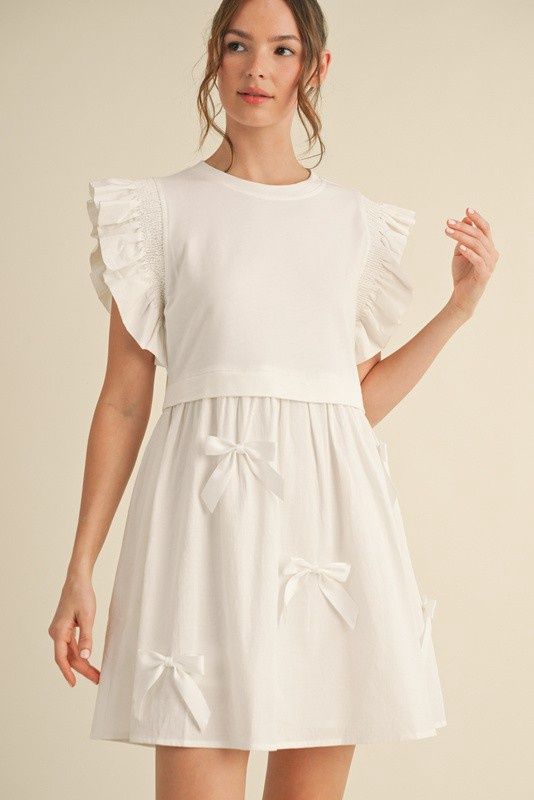 Rufflee Dress With Bow Ties Skirt