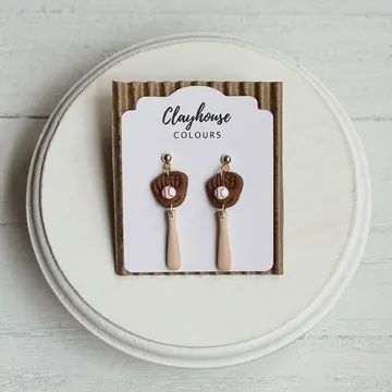 Mitt &amp; Bat Clay Earring