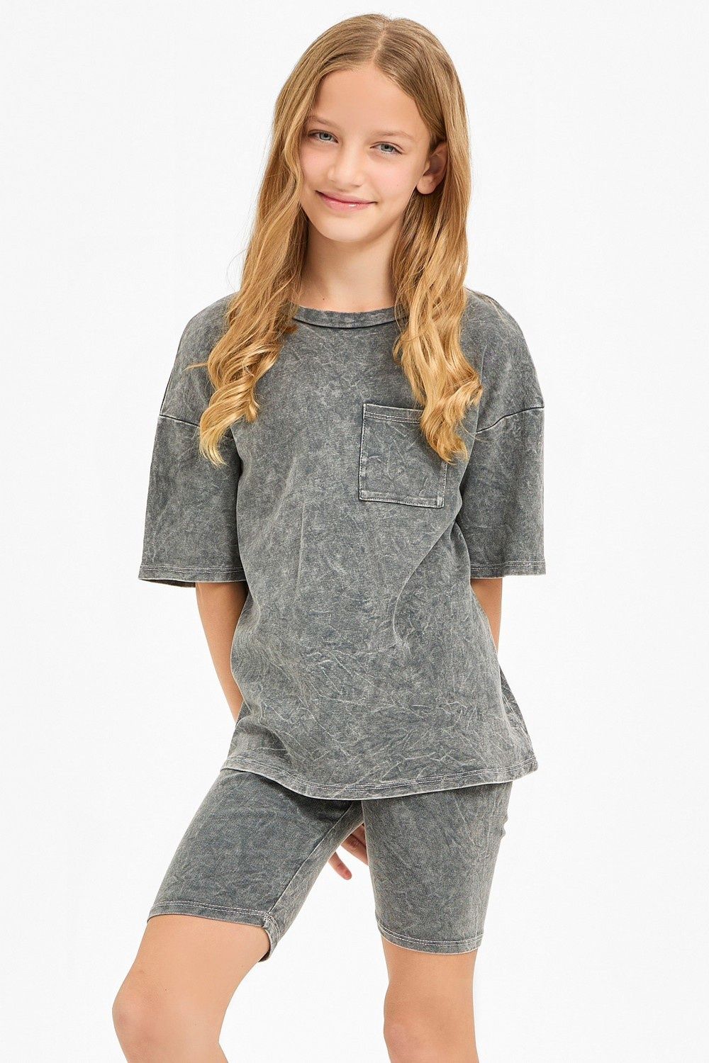 Kids Mineral Wash Top And Shorts Set