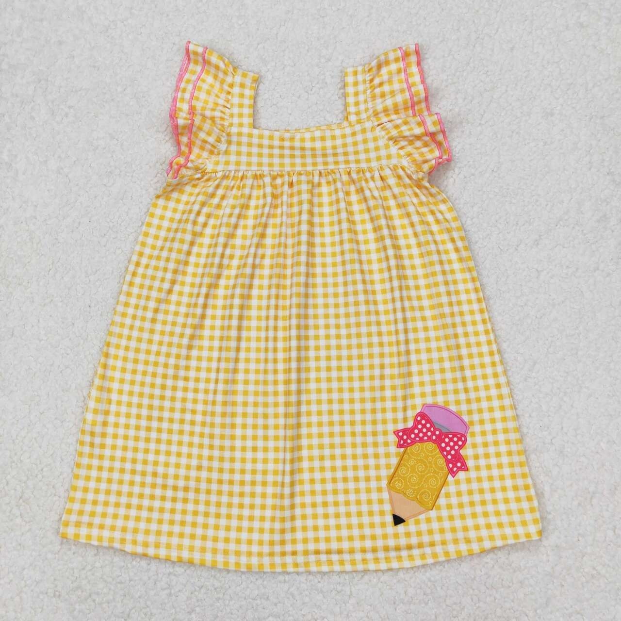 Yellow Plaid Pencil Back To School Dress