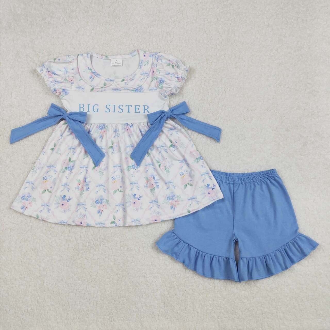 Big Sister Floral Bow Tunic Shorts Set