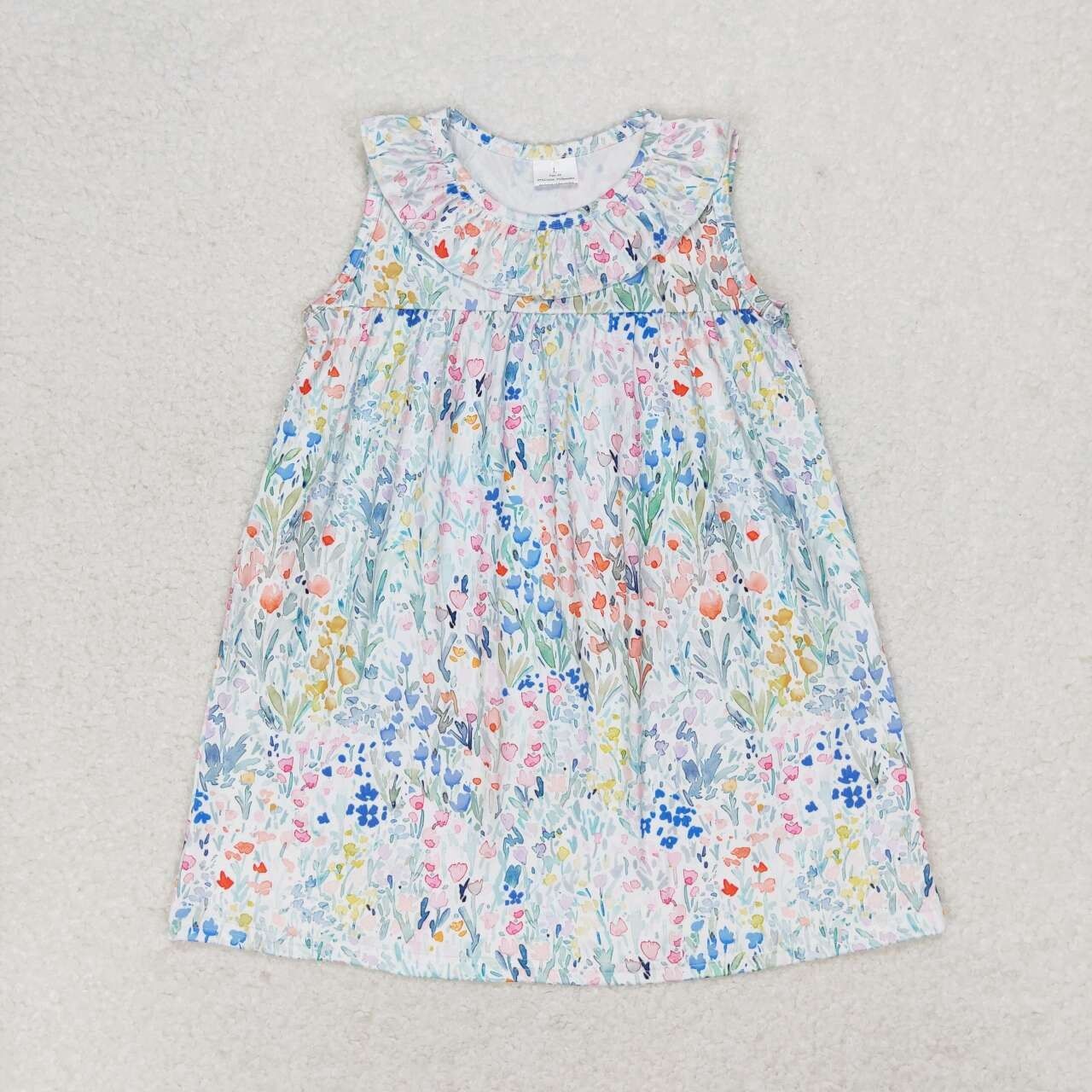 Sleeveless Ruffle Floral Baby Girls Summer Dress
