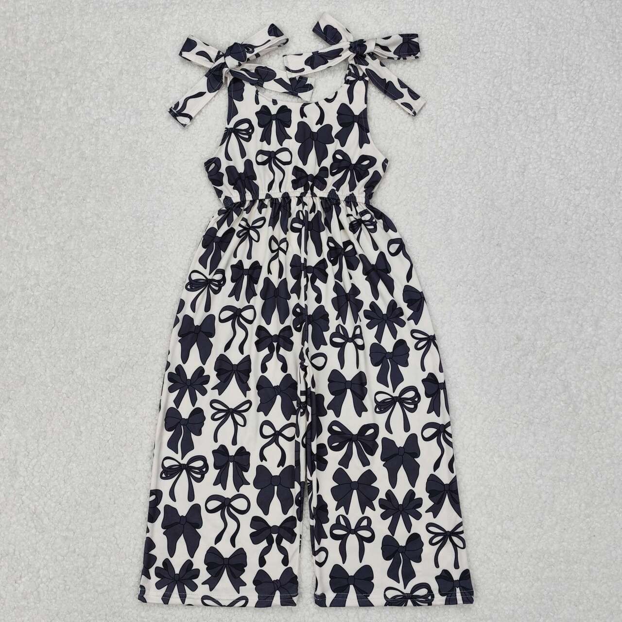 Black Bow Straps Girls Overalls