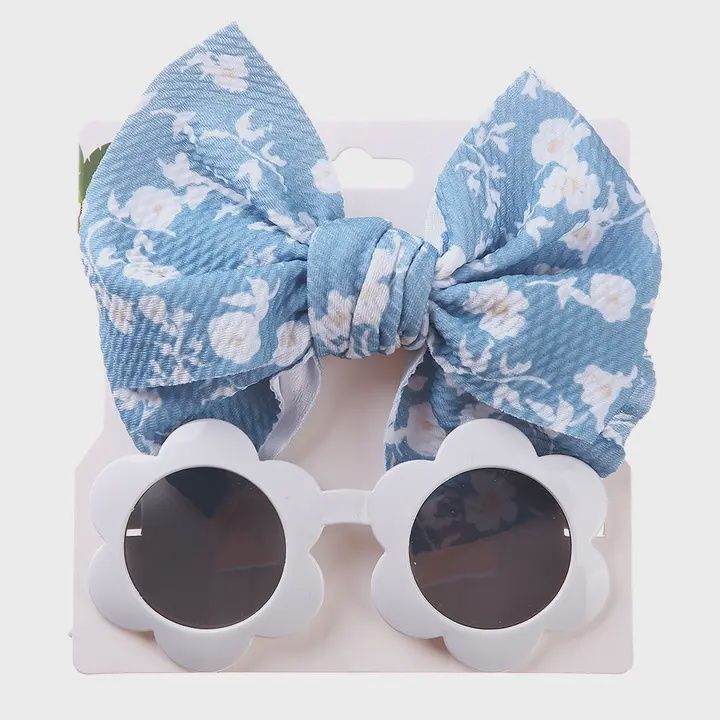Baby Girl Summer Sunglasses and Floral Headband Set