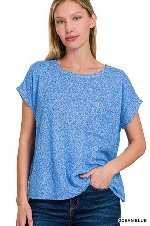 Soft Melange Hacci Tee With Pocket