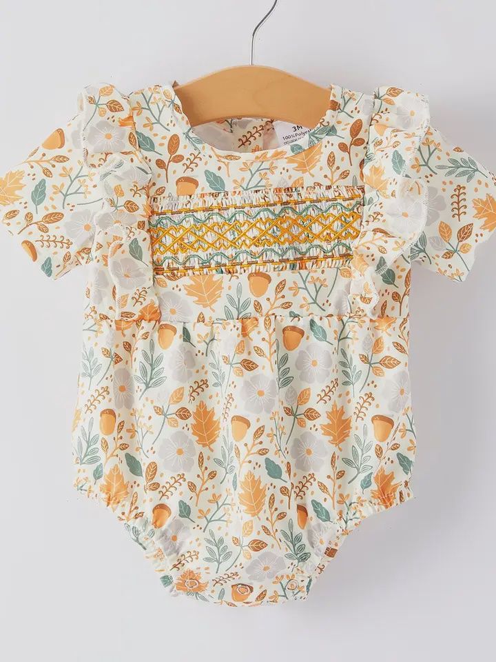 Girls Floral Print Romper