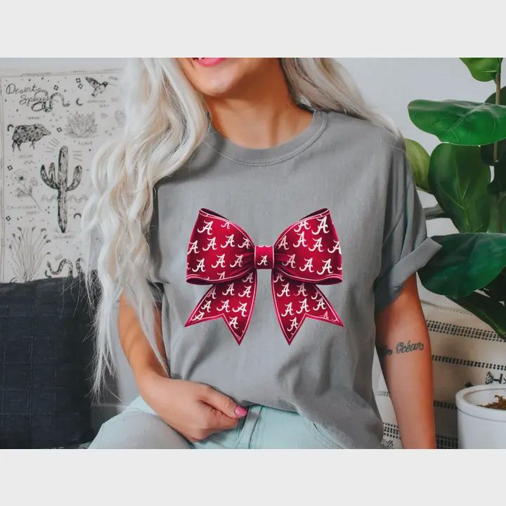 Alabama Coquette Bow Football Graphic Tee