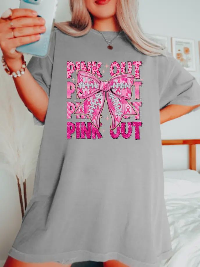 Pink Out Football Coquette Bow Graphic Tee