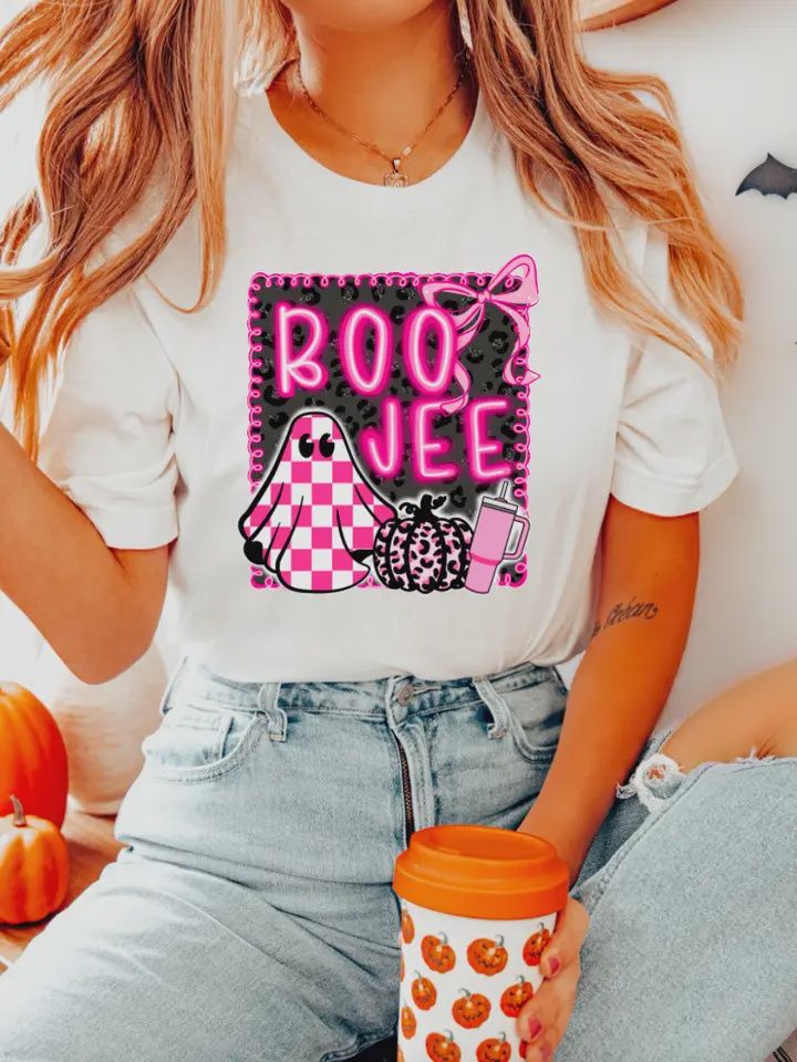 Preppy Pink Boo-Jee Halloween Coquette Graphic Tee