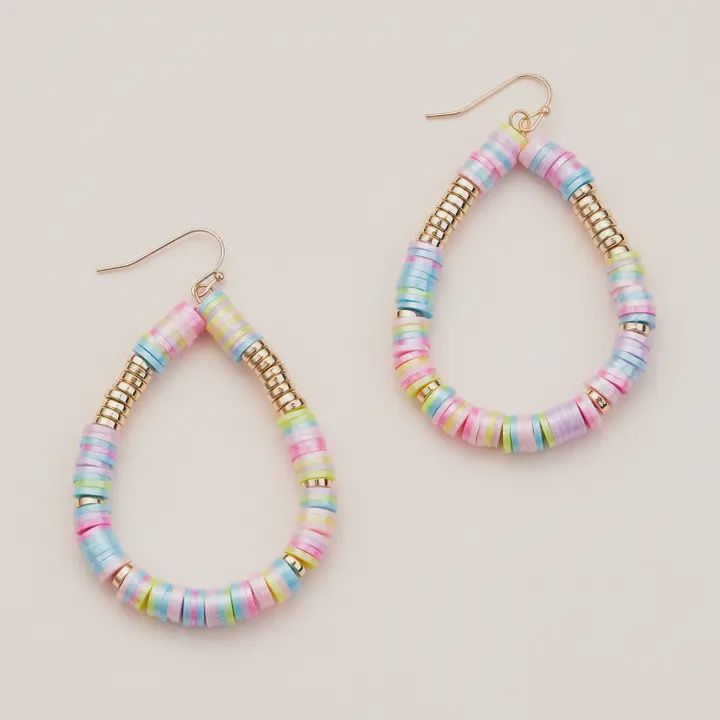 Boho Beaded Hoop Earrings – Handmade Teardrop