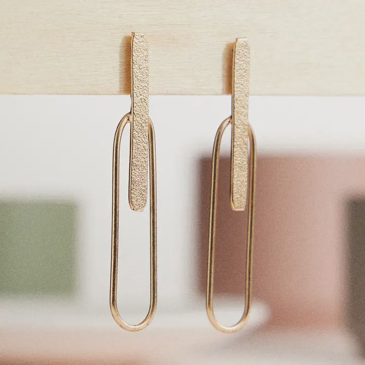 Modern Gold-Tone Brass Drop Earrings