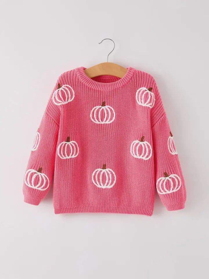 Girl&#39;s Pumpkin Pullover Sweater